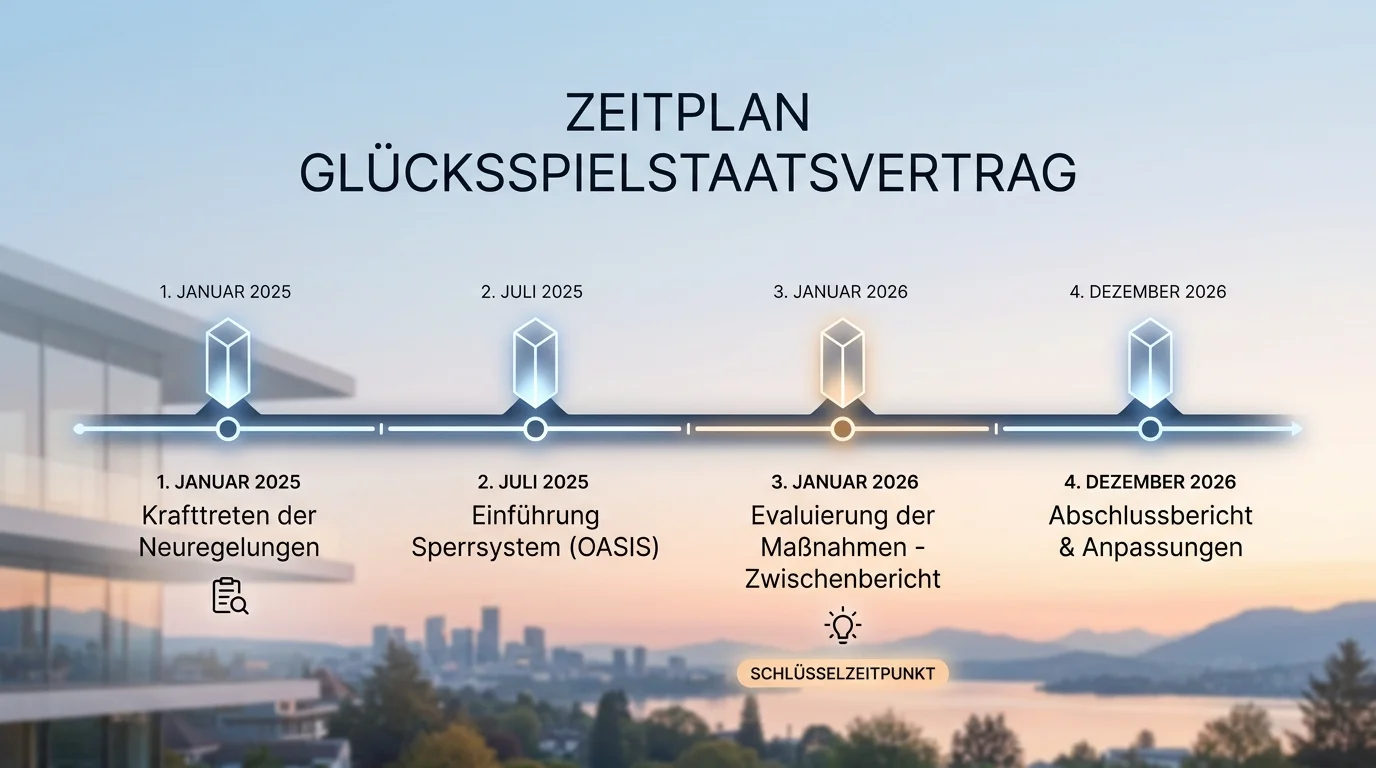 Zeitleiste der Notifizierung des Zweiten Änderungsstaatsvertrags vom Juli 2025 bis zum erwarteten Inkrafttreten im Frühjahr 2026
