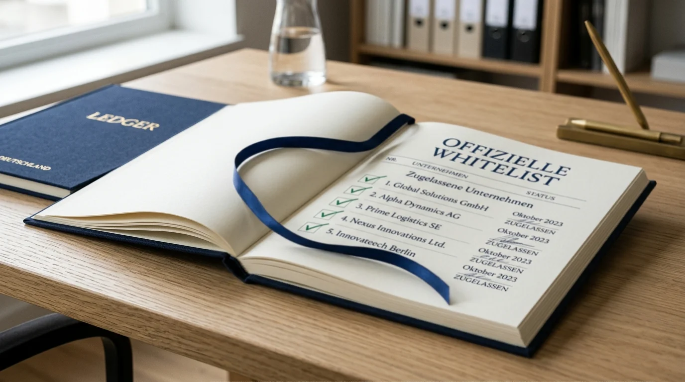 Schematische Darstellung der GGL-Whitelist als Referenzregister für erlaubte Glücksspielanbieter in Deutschland