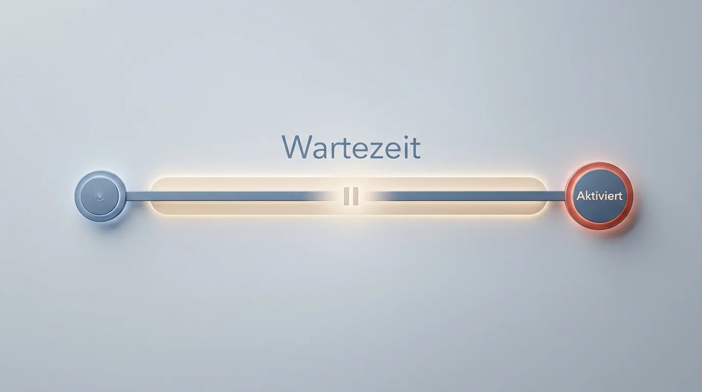 Zeitachsen-Schema der Cooling-off-Phase zwischen Antragstellung und Wirksamkeit einer LUGAS-Limit-Erhöhung
