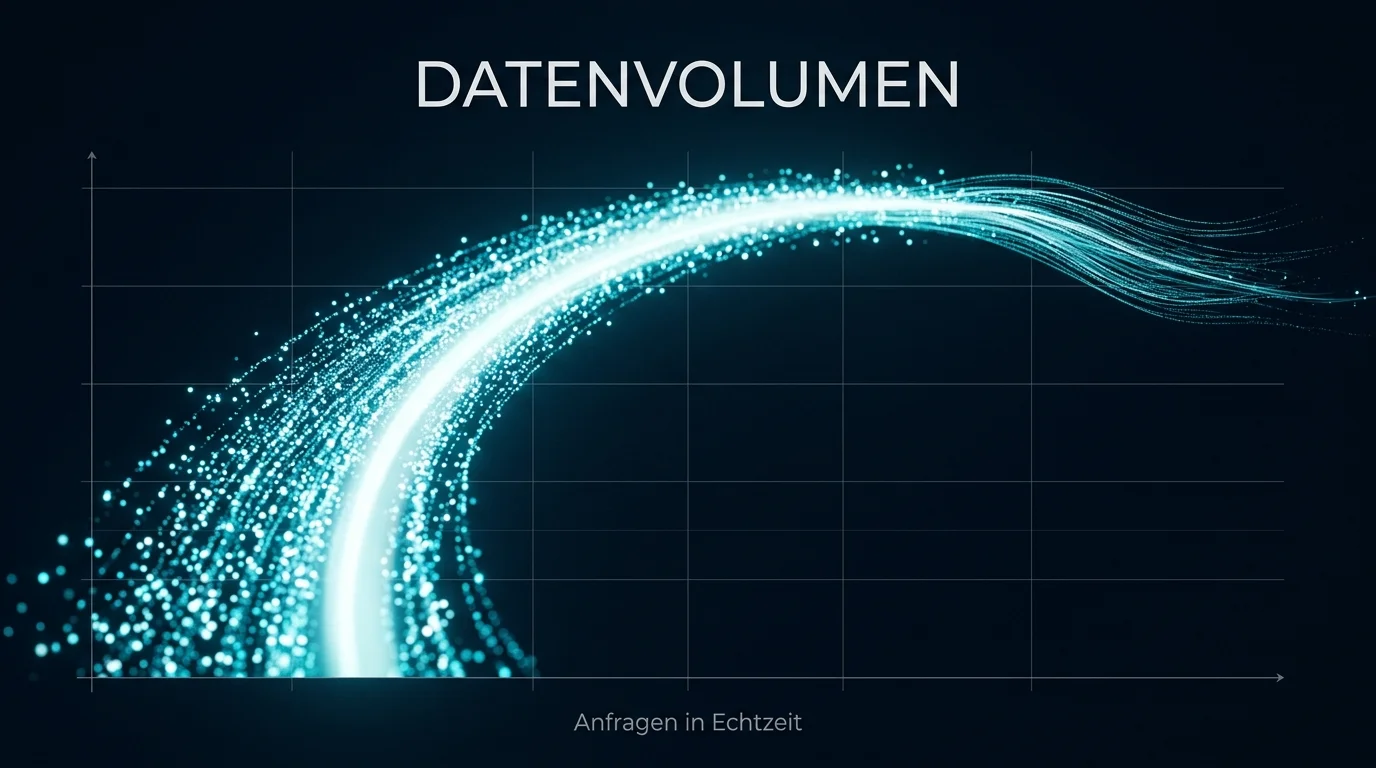 Symbolische Visualisierung der Abfragevolumen des OASIS-Systems mit Skalenmarken für Jahresvolumen und Monatsdurchschnitt
