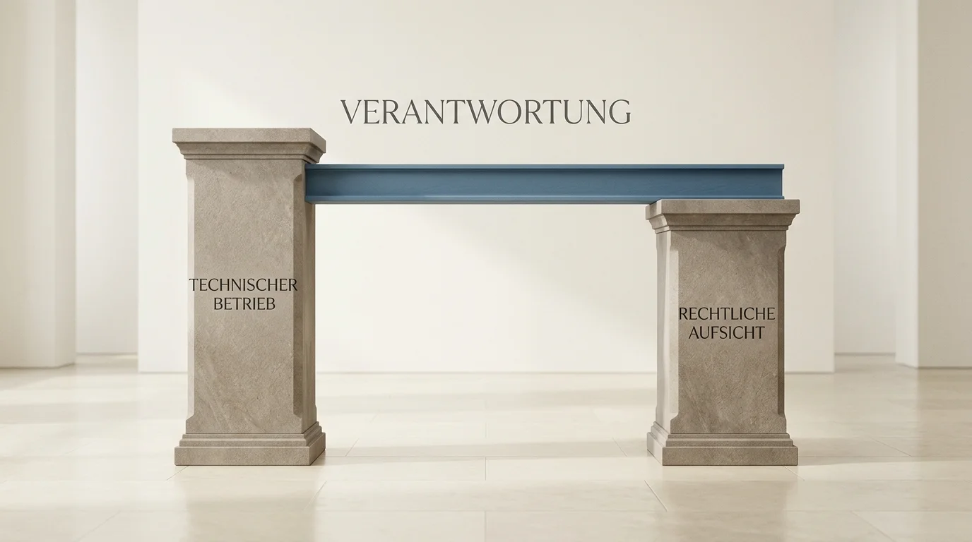 Symbolische Darstellung der Aufgabenverteilung zwischen Regierungspräsidium Darmstadt als Betreiber und GGL als Aufsicht des OASIS-Systems