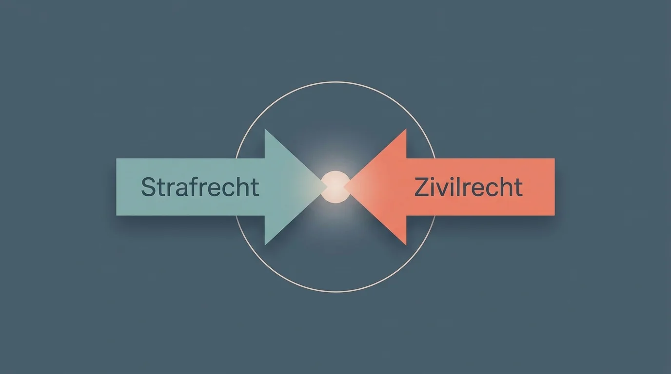 Visualisierung des Spannungsfelds zwischen strafrechtlicher Position des Spielers und zivilrechtlichem Rückforderungsanspruch gegen den Anbieter